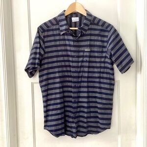 Columbia Cotton Blue Striped short sleeve Snap Front Shirt Men's M summer India